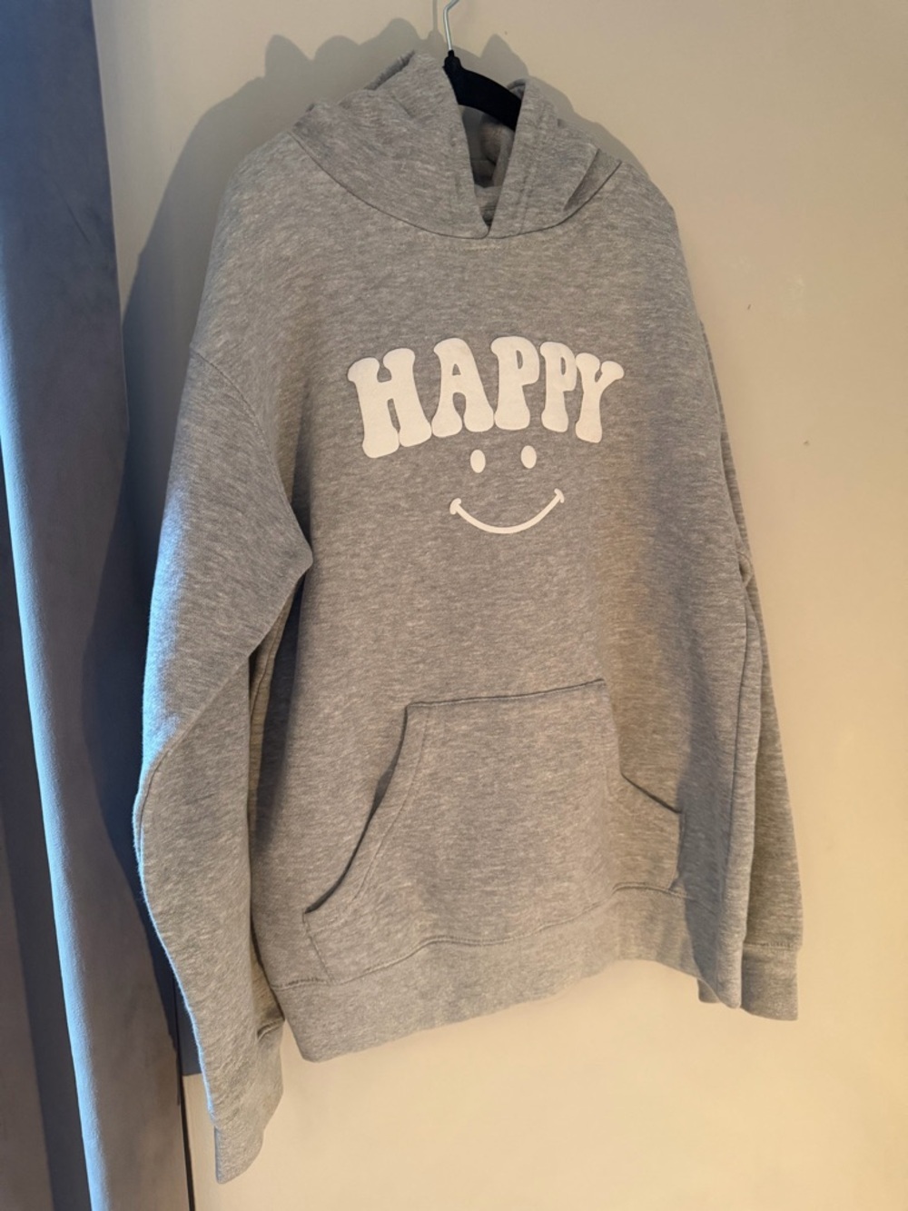 PacSun Pacific & Co Happy Face Hoodie Gray Graphic Sweatshirt Large